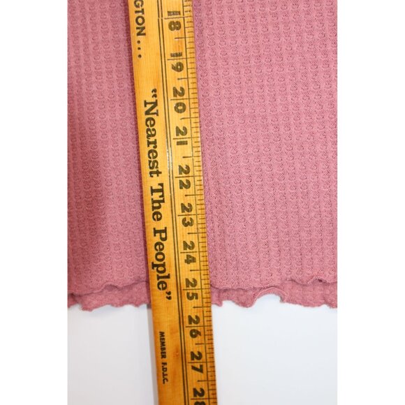 Vintage Y2K Reborn J Womens Pink Waffle Knit Long-Sleeve Top With Scalloped Trim - Picture 8 of 8